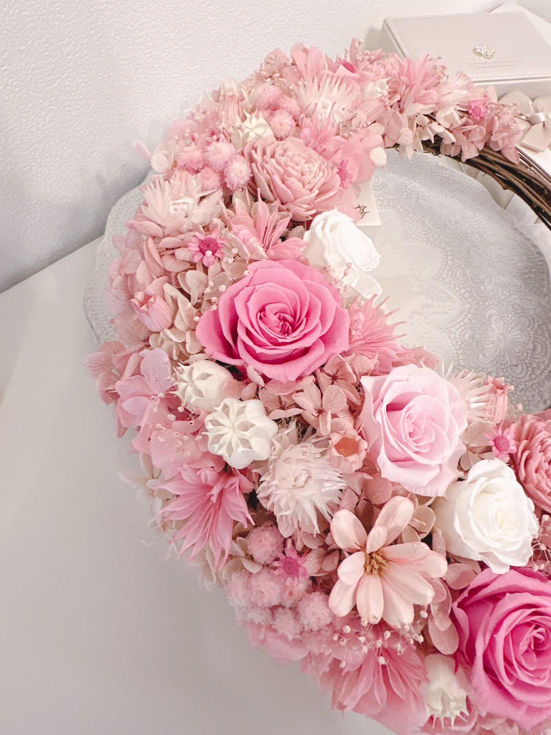 【人気 三日月リース】ロゼブロッサム クレセント 〜桃色の季節〜 結婚祝い ピンク 桜色 春限定2026 新作 ギフト | 5枚目